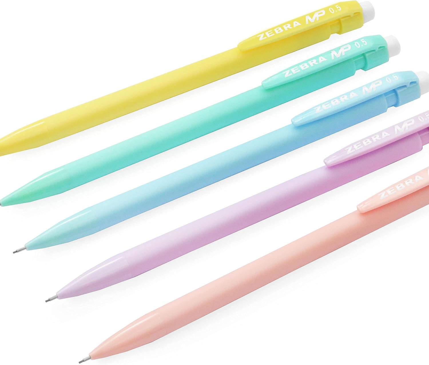 Zebra MP Mechanical Pencil - 0.5mm Fine Nib - Graphite Lead - Pastel Set of 5