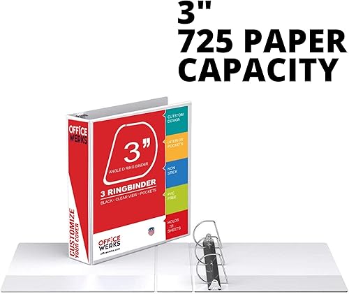 Miniatura 3 de Carpeta de 3 anillas, vinilo profesional de 3 pulgadas, carpeta de presentación para páginas estándar de 8.5 x 11 pulgadas con bolsillos, vista