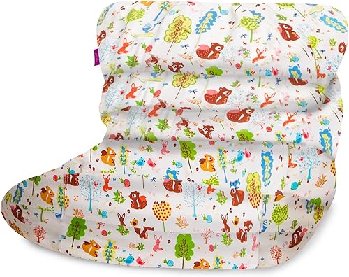 Miniatura 3 de Posh Creations Puf estructurado cómodo para jugar, leer y ver la televisión, tumbona laguna, lona - Critters del bosque en blanco Lienzo Critters