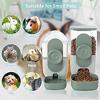Vista 4 de Dispensador automático de alimentos y agua colgante, juego de alimentador de conejo por gravedad, cuenco de comida para gatos y conejitos