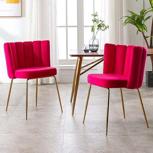 Vista 34 de Juego de 2 sillas de comedor modernas de terciopelo, elegantes sillas auxiliares tapizadas para cocina y comedor, cómoda silla de maquillaje