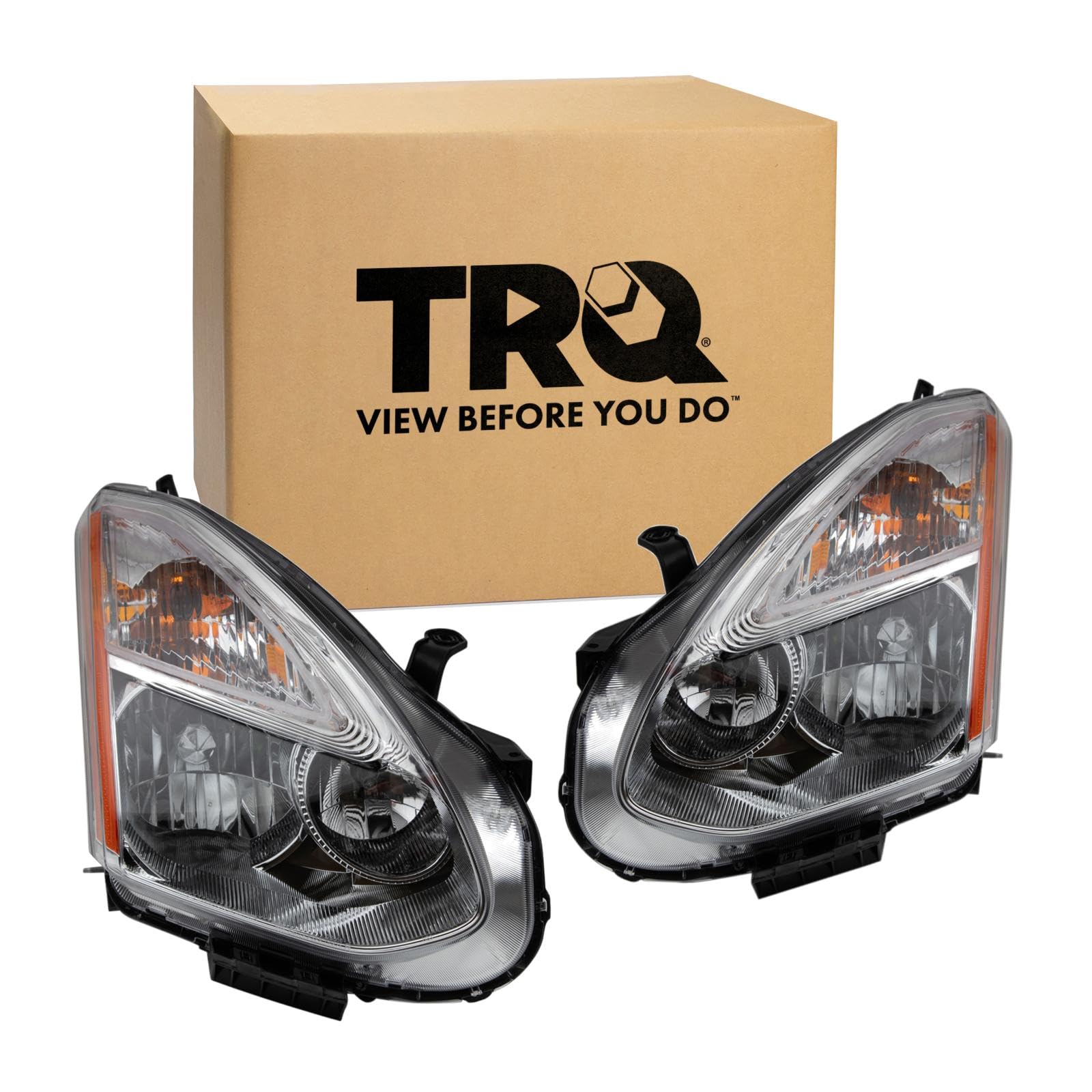 TRQ 2 Piece Headlight Assembly Set Driver &amp; Passenger Side Compatible with Nissan Rogue 2011-2013 NI2502218 NI2502220 NI2503218 NI2503220 260101VK1A 260101VK1B 260601VK1A 260601VK1B