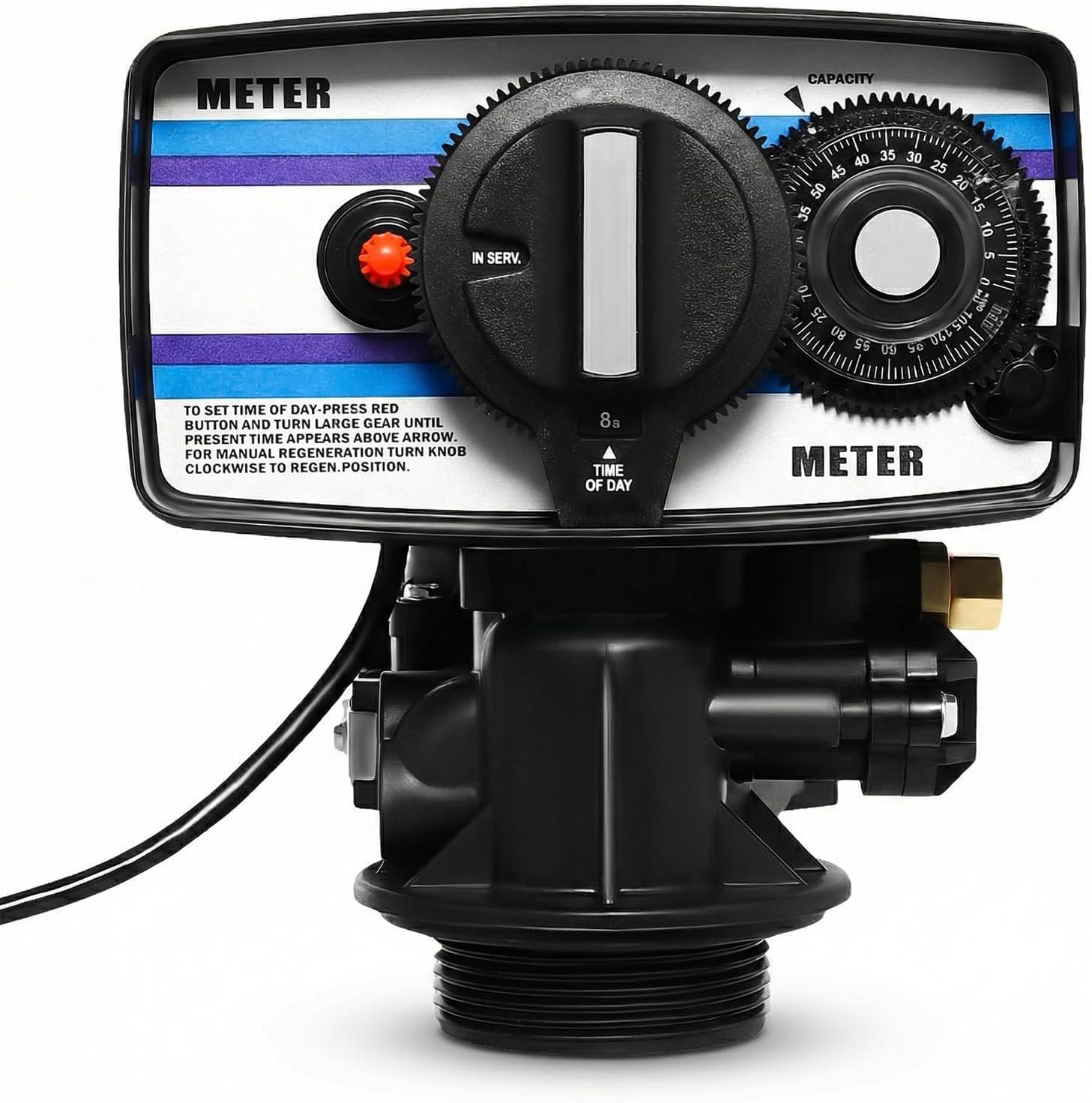 Whole House Water Softener Valve, 5600SM Flow Type Digital Control Valve for Water Softener System, Automatic Water Softener Control Head for 8-14 Resin Tank, 110V Water Treatment