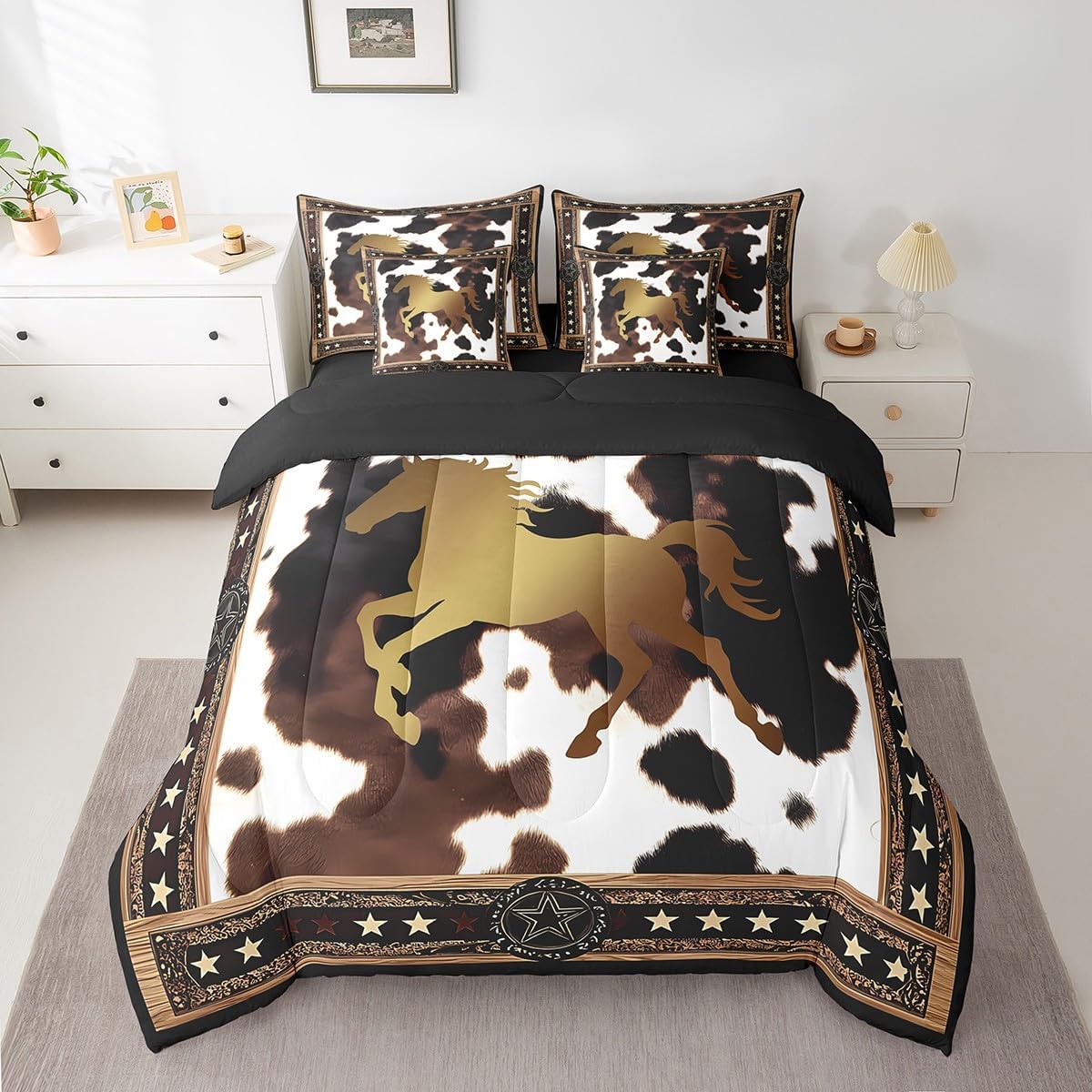 Feelyou Boho Comforter Set with Sheets Queen Size Southwest Native American Design Bed in a Bag Southwestern Geometric 7 Pieces Bedding Set Tribal Bed Set Room Decor Brown Blue