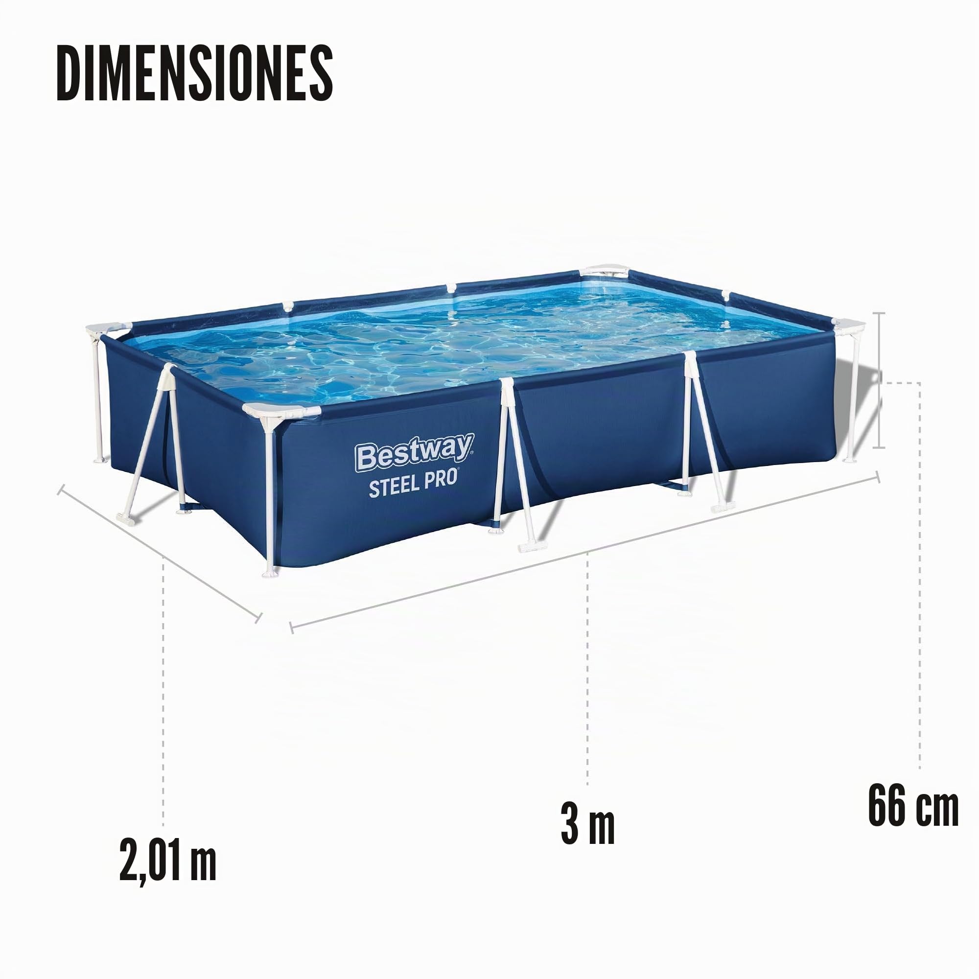 9'10" x 6'7" x 26"/3.00m x 2.01m x 66cm Pool