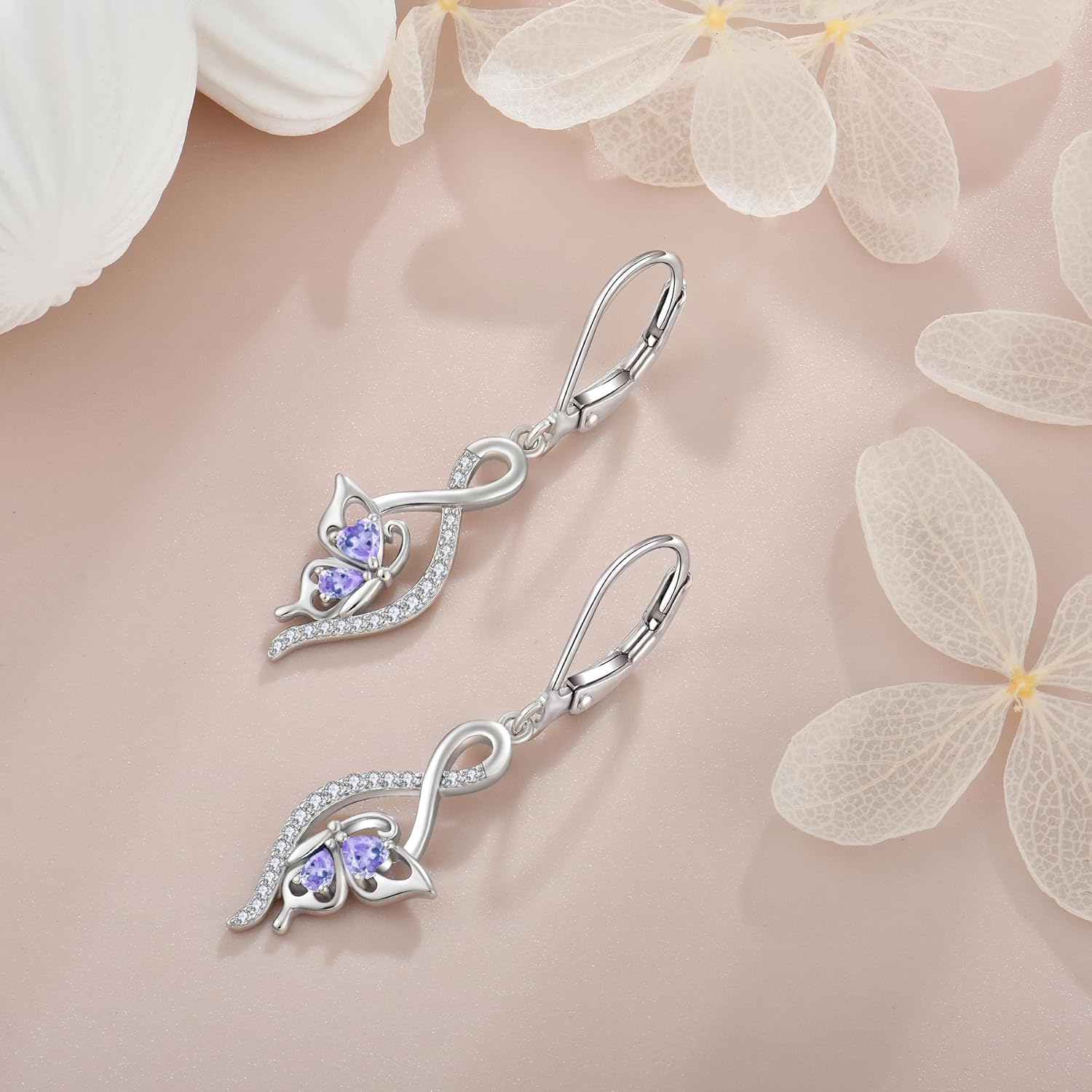 Butterfly Earrings for Women 925 Sterling Silver Leverback Infinity Dangle Earrings 5A Zircon Butterfly Jewelry Gifts for Her - Image 5