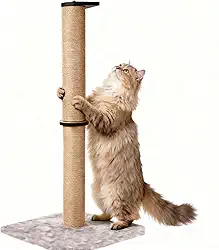 Postes de arranhar gatos de 83,8 cm de altura para gatos em ambientes internos, arranhador de gato com sisal natural, arranhador grande para gatos com almofada de pelúcia, lindo poste vertical
