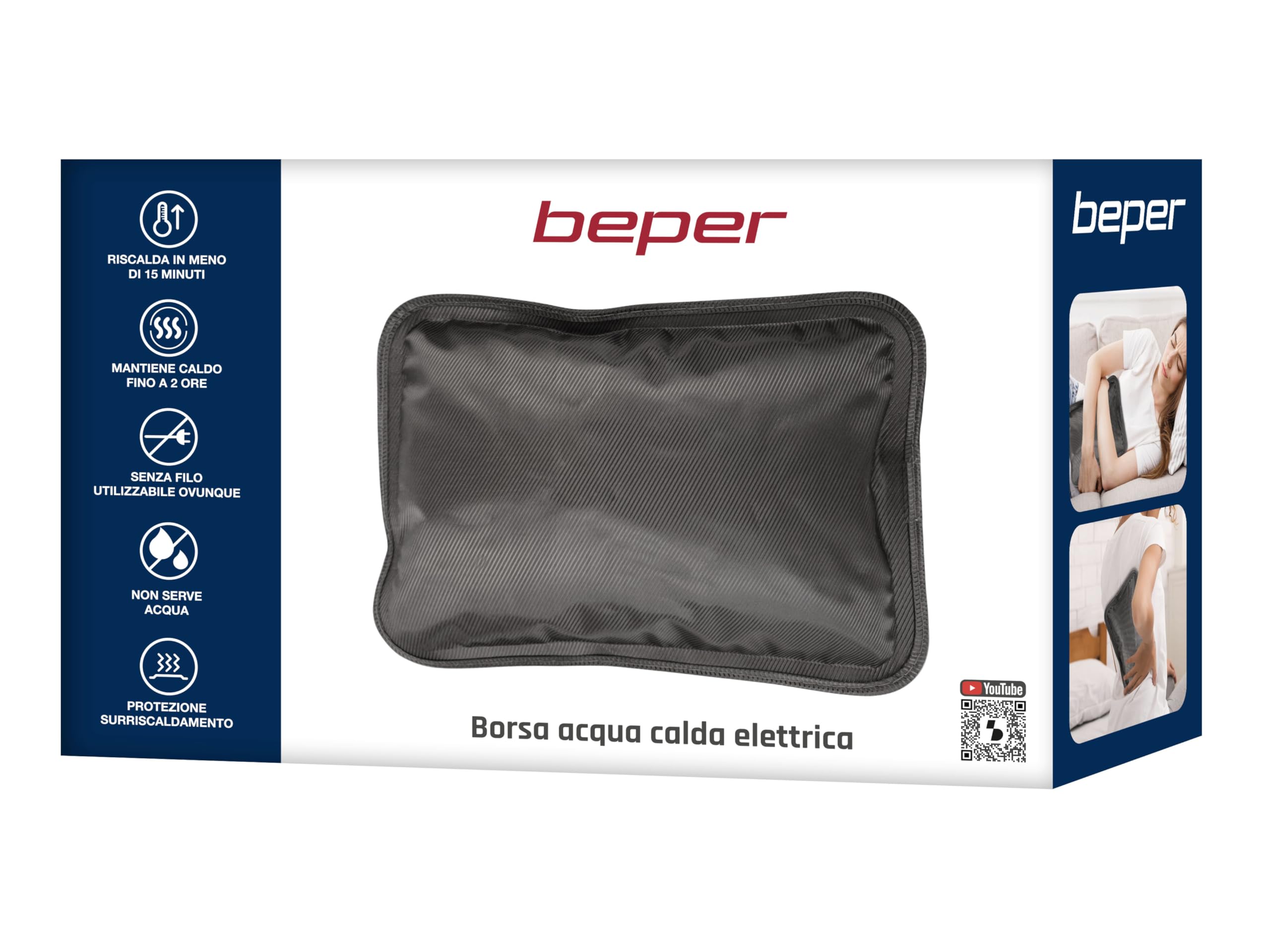 Beper P203TFO001, Borsa acqua calda elettrica, ‎Nero, 7.5 x 25 x 16 cm