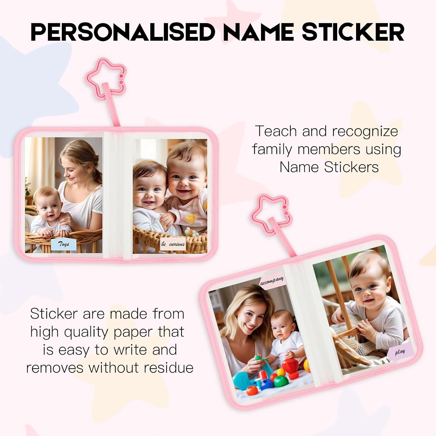 Baby's My First Photo Album for Baby Holds 21 4x6 Photos, Baby Photo Album Soft Cloth Family Book, My First Family Album for 4x6 Baby Shower Kids Toddlers Family Pictures, Toddler Photo Album (Pink)