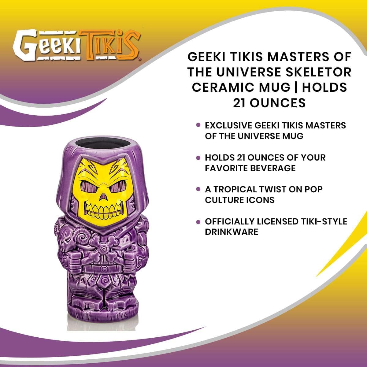 Geeki Tikis Masters of the Universe Skeletor Ceramic Mug | Official Collectible Tiki Cup | Tropical Drinkware For Home Barware Set | Holds 21 Ounces