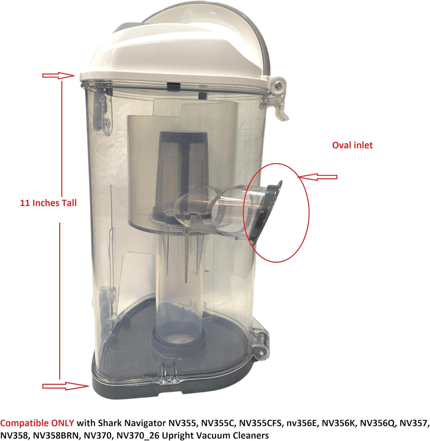 XL Dust Cup Assembly Compatible with Shark Navigator Lift Away NV 355, NV356, NV356E NV358, NV370 Upright Vacuum Cleaners