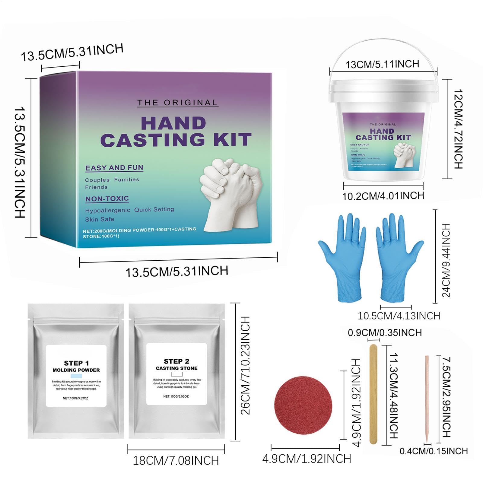 Generico Kit per Calco Mani Strumento per Calco in Gesso Romantico | Kit per Calco Mano Famiglia Regalo Ideale per Famiglia Fidanzato Fidanzata San