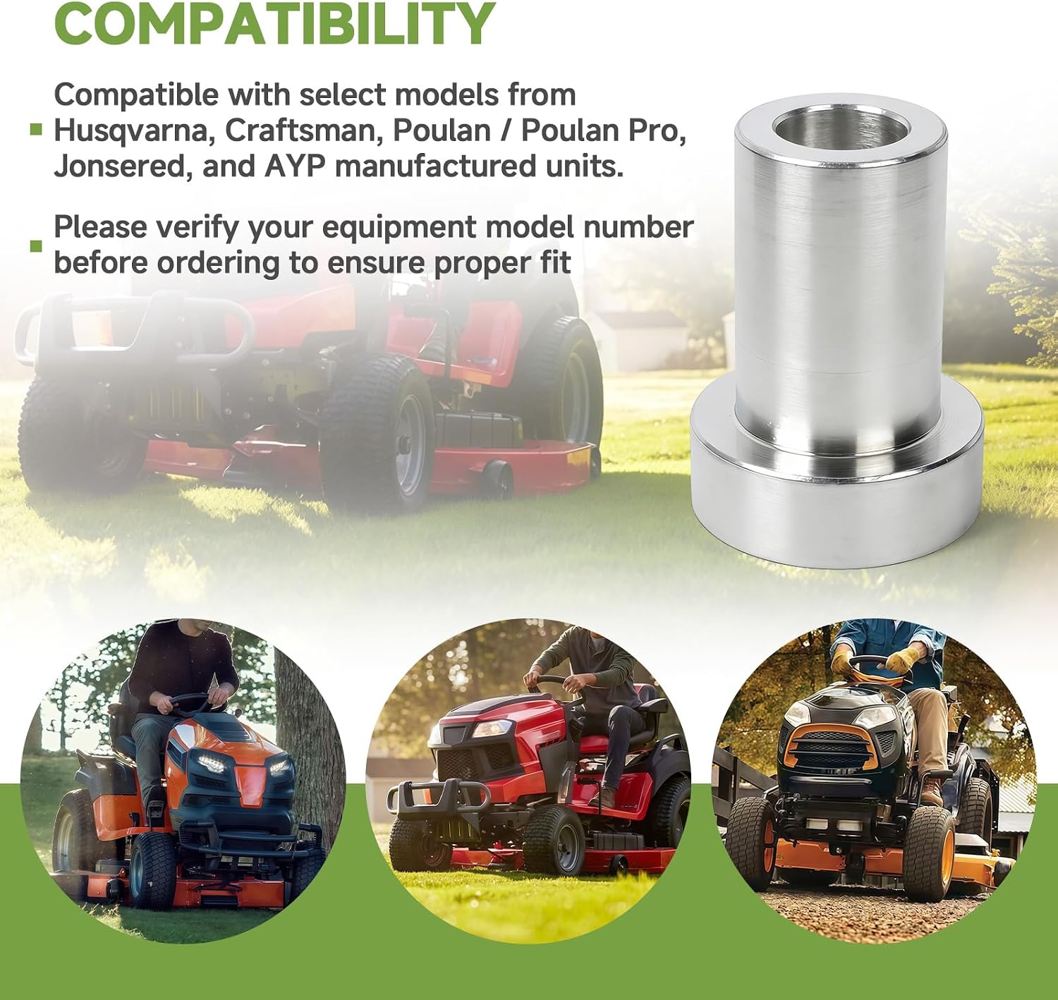 539101231 Idler Spindle Shaft Replacement Compatible with Husqvarna Craftsman Poulan Pro Jonsered Riding Lawn Mower & Zero Turn Mower Belt Idler Arm Shaft