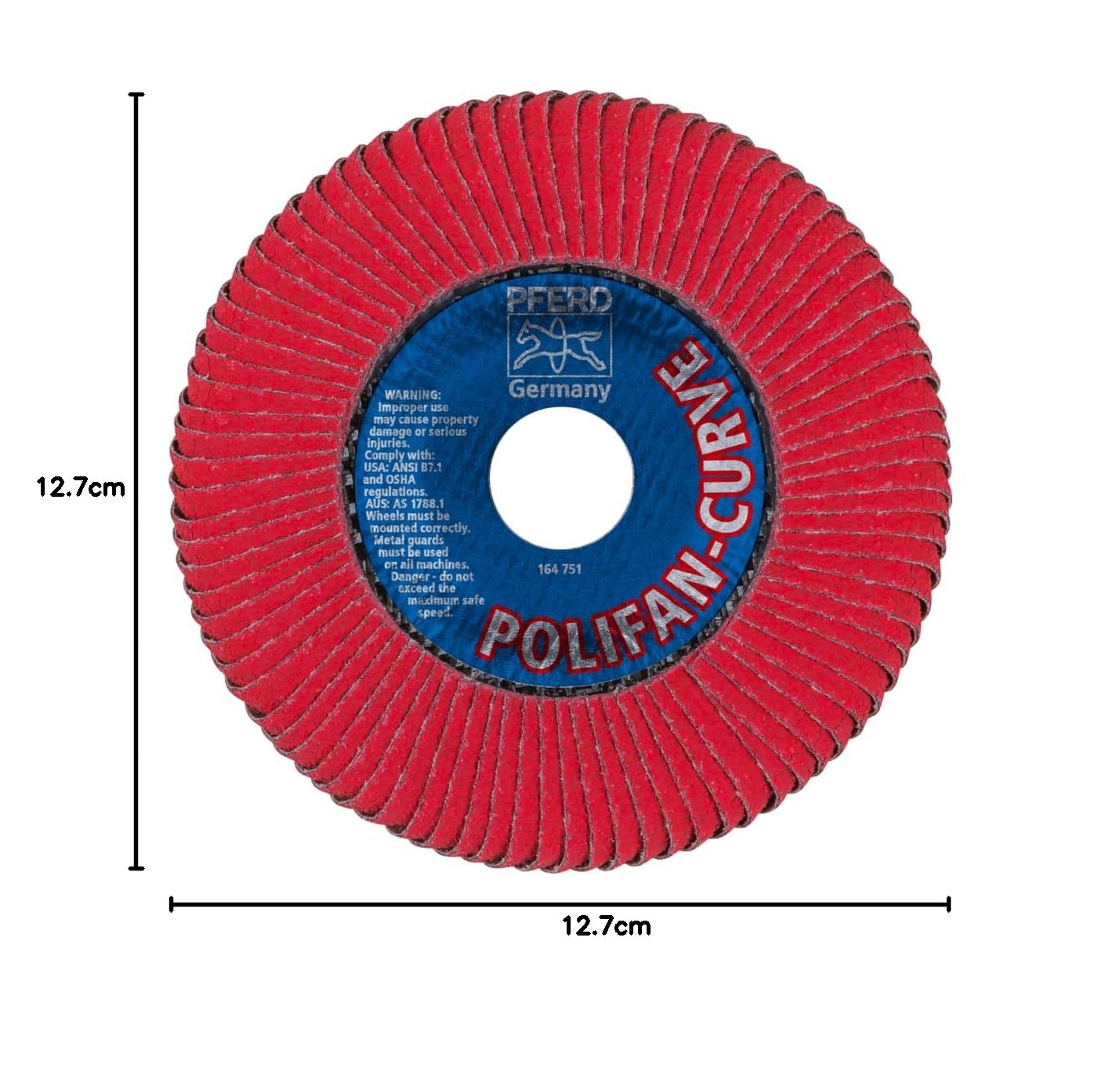 Pferd 67217 polifan PFR Curve Radial Tipo Flap disco, óxido de cerámica, 5 cm de diámetro, 5/8 – 11 hilo, 12200 RPM, 60 Grit