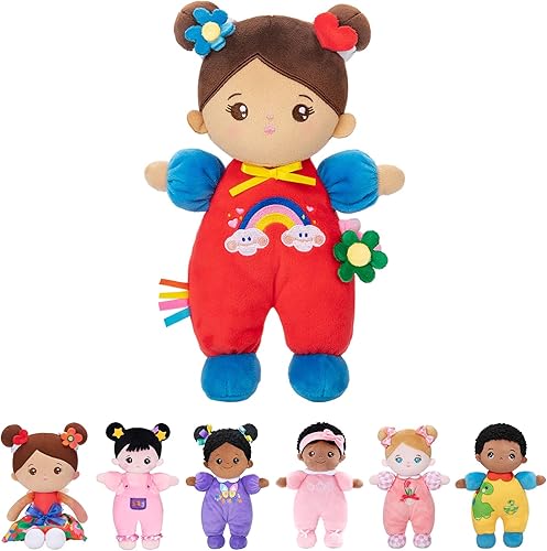 OUOZZZ - Muñeca de bebé suave para niñas, primera muñeca hispana afelpada, primera muñeca de trapo latina para dormir, piel marrón muñeca juguete