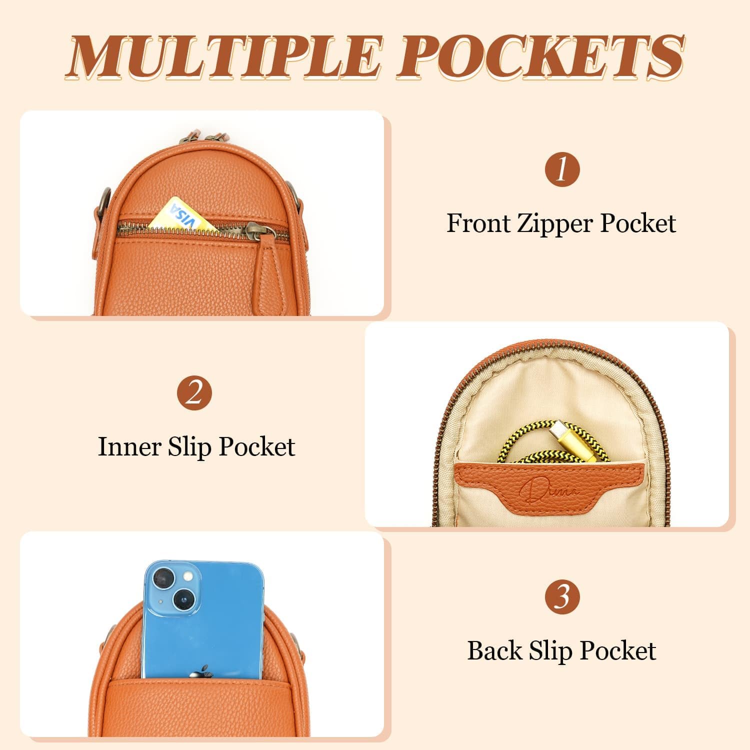 2L Small Camera Sling Bag for Women and Men, Waterproof PU Leather Crossbody Bag for Small Mirrorless Cameras, Shockproof Travel Case(Not for Large DSLR) Brown - Image 6