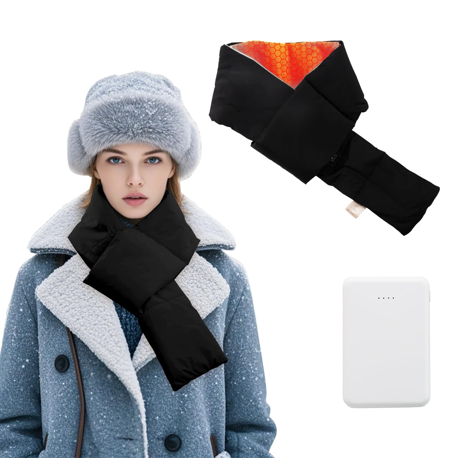 Heated Scarf for Women Men Electric Neck Warmers Heated Neck Wrap with 5000mAh Rechargeable Battery,Three Temp Settings Electric Heating Pad for Neck