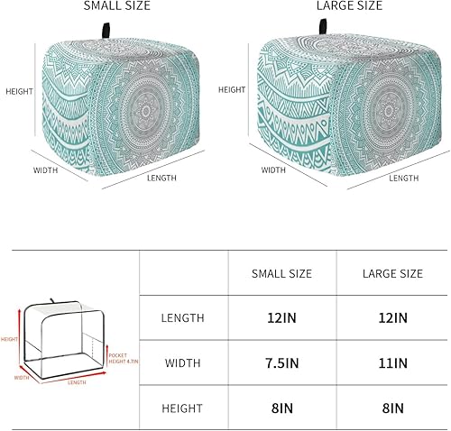 Miniatura 3 de Cubierta para tostadora de flores color turquesa y gris degradado, 4 rebanadas, cubiertas grandes para electrodomésticos de cocina, mandala floral,