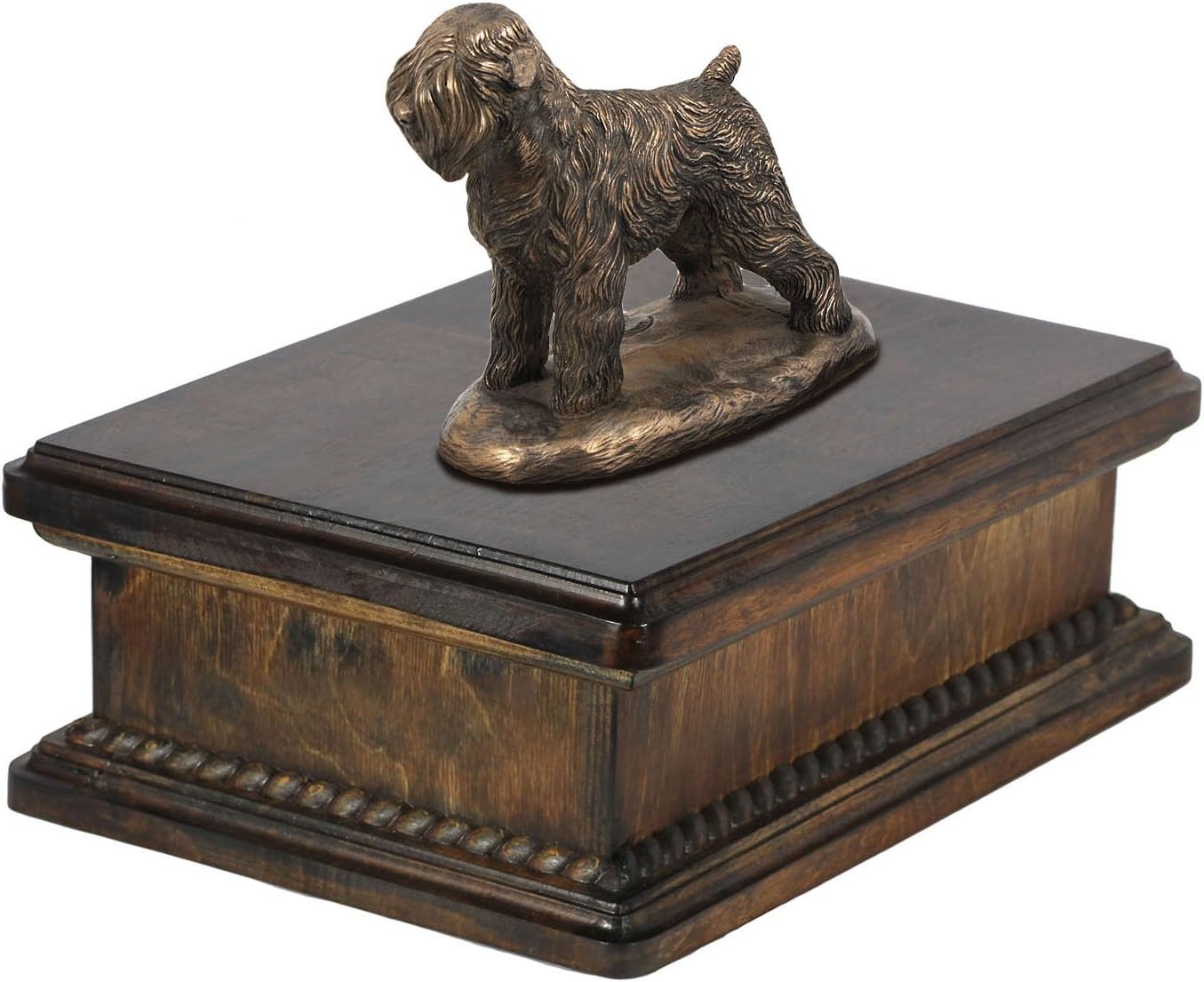 Art-Dog Custom Dog Mama Sitting Statue Memorial Urn - Handmade Cold Cast Bronze on Birch Base – Sturdy and Stylish Urn for Dog’s Ashes – 24,5x29x21cm – 5l – Black Russian Terrier
