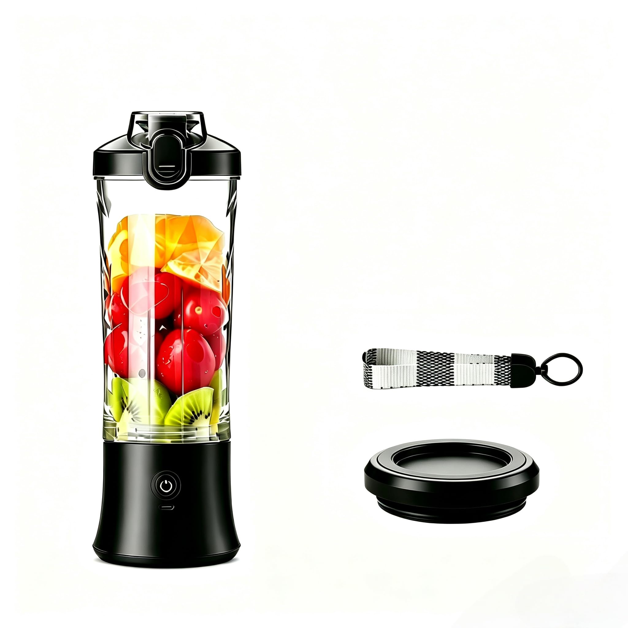 Mini frullatore 600 ml, mixer personale ricaricabile tramite USB per frullati, frullati, alimenti per bambini, mini frullatore senza fili spremiagrumi per viaggi, ufficio e sport