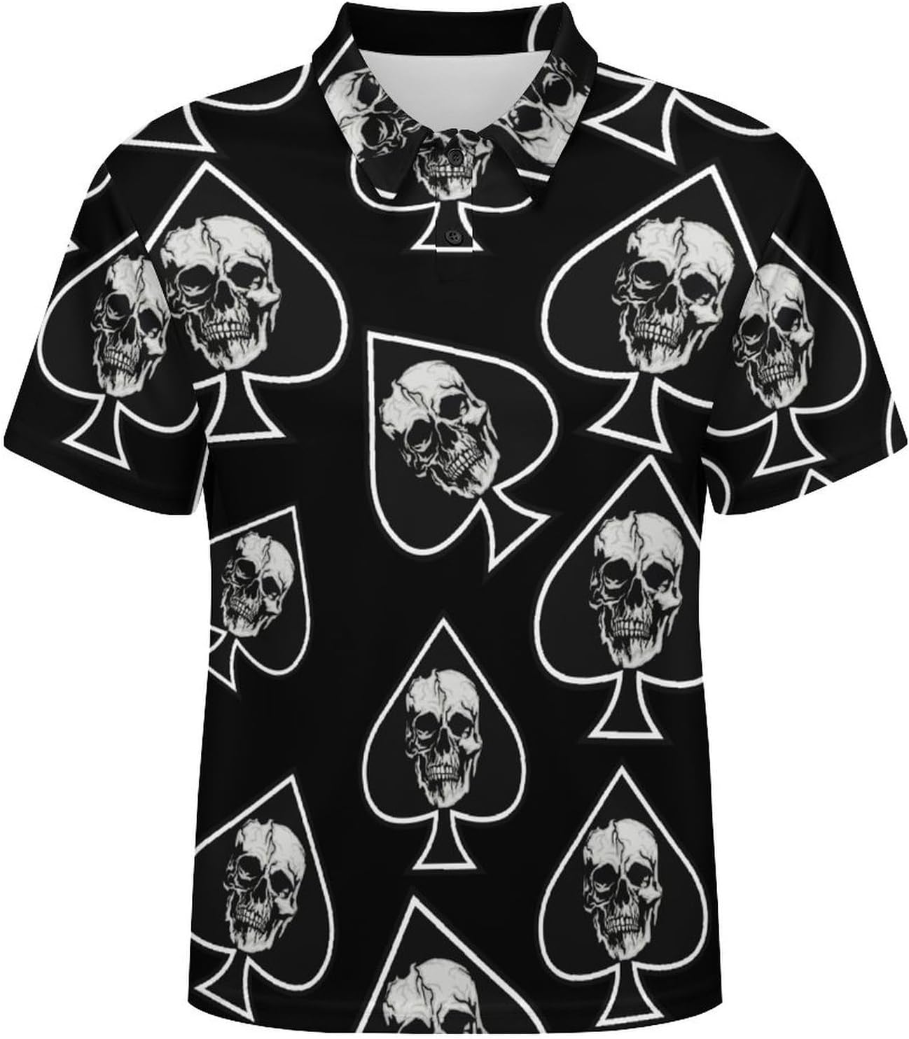 Skull Aces of Spades Mens Polo Shirt Short Sleeve Top Tee Casual T-Shirt
