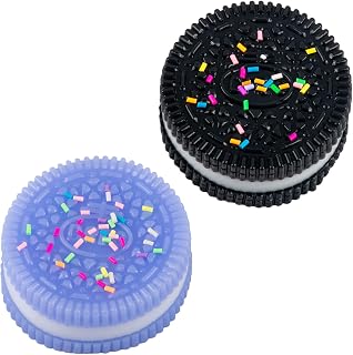 AYNKH 2 juguetes con forma de galletas, juguetes blandos para apretar, juguetes antiestrés, regalos para la salud mental, juguetes lindos de dedo (morado, negro)