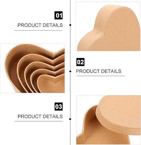 Miniatura 3 de EXCEART Caja de regalo del día de San Valentín 5pcs Caja de papel Corazón Caja de embalaje de corazón de papel Caja de envase de dulces Caja de