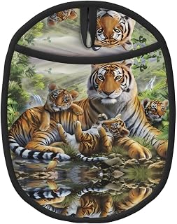 Jungle Tigers Cub Silicone Pot Mat Mitten Set - Heat Resistant Kitchen Oven Pads for Cooking, Baking, and Hot Dishes