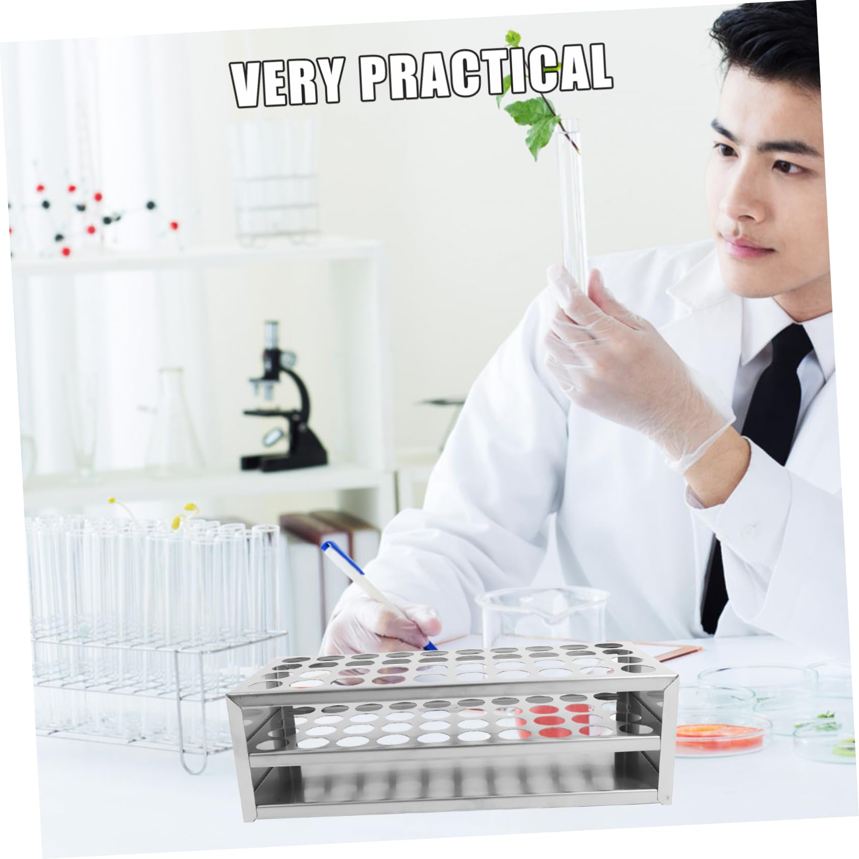 iplusmile 4piezas Gradilla Para Tubos De Ensayo Soporte De Almacenamiento Para Laboratorio Compatible Tubos De Estable y Versátil Para Experimentos Científicos