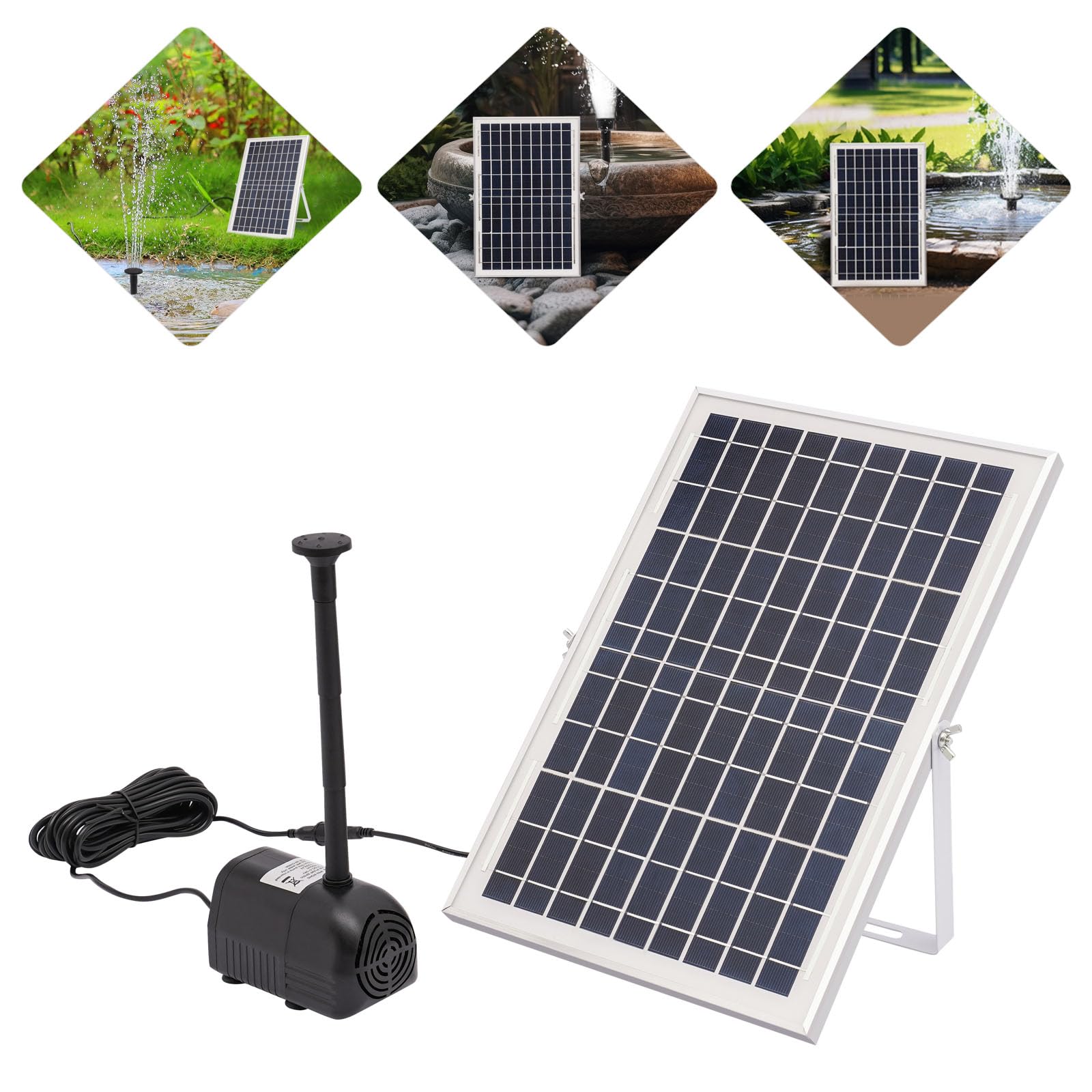 Pompa solare da 10 W, con batteria da 1500 mAh e IP68, impermeabile – fontana solare galleggiante con 6 ugelli per fontana, pompa ad alte prestazioni 264GPH per laghetti da giardino, esterni
