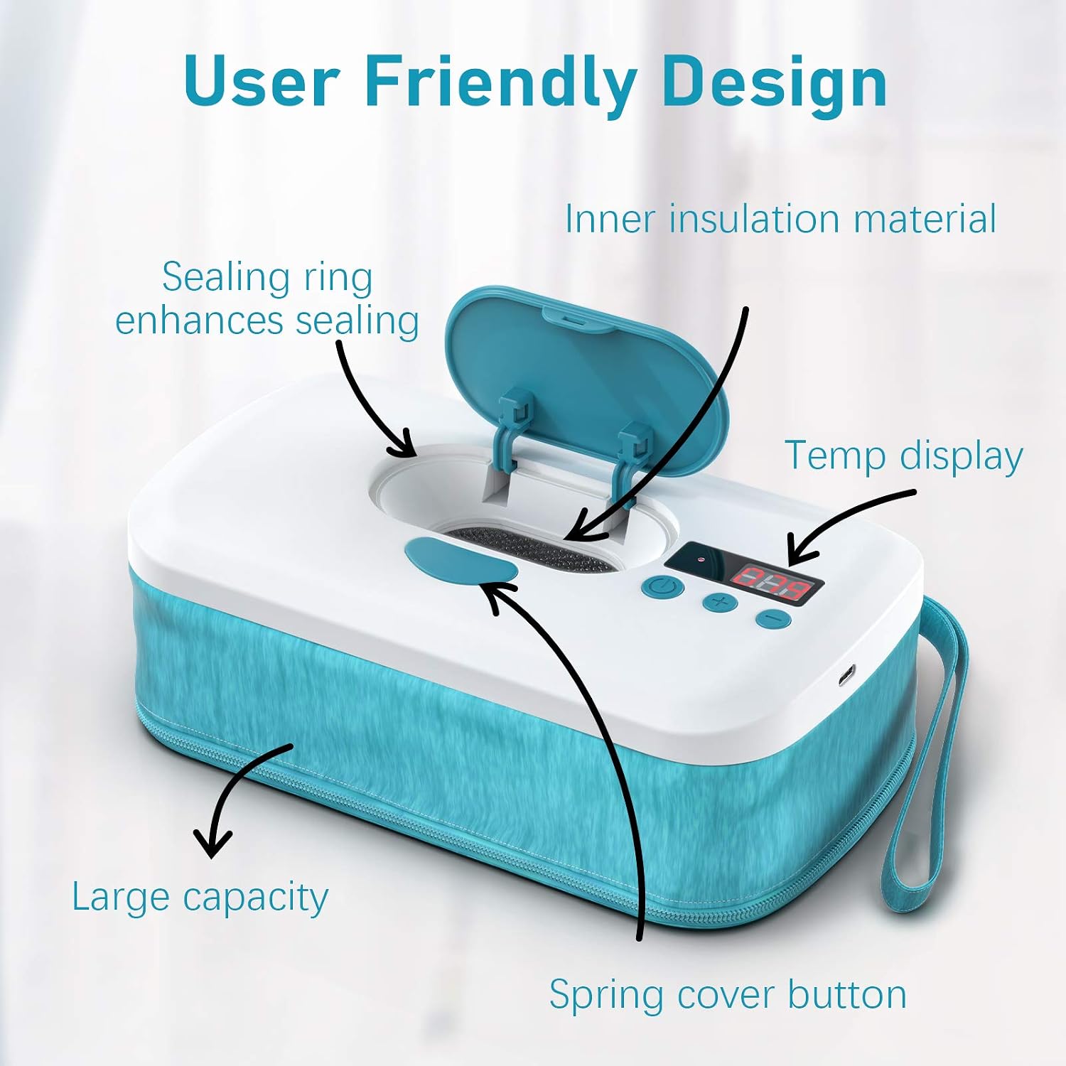 Portable Wipe Warmer with 10000 mAh Battery Powered,2 Modes, Smart Temperature Control, LED Display,Perfect for Baby Diaper Change,Travel,Car,On The Go