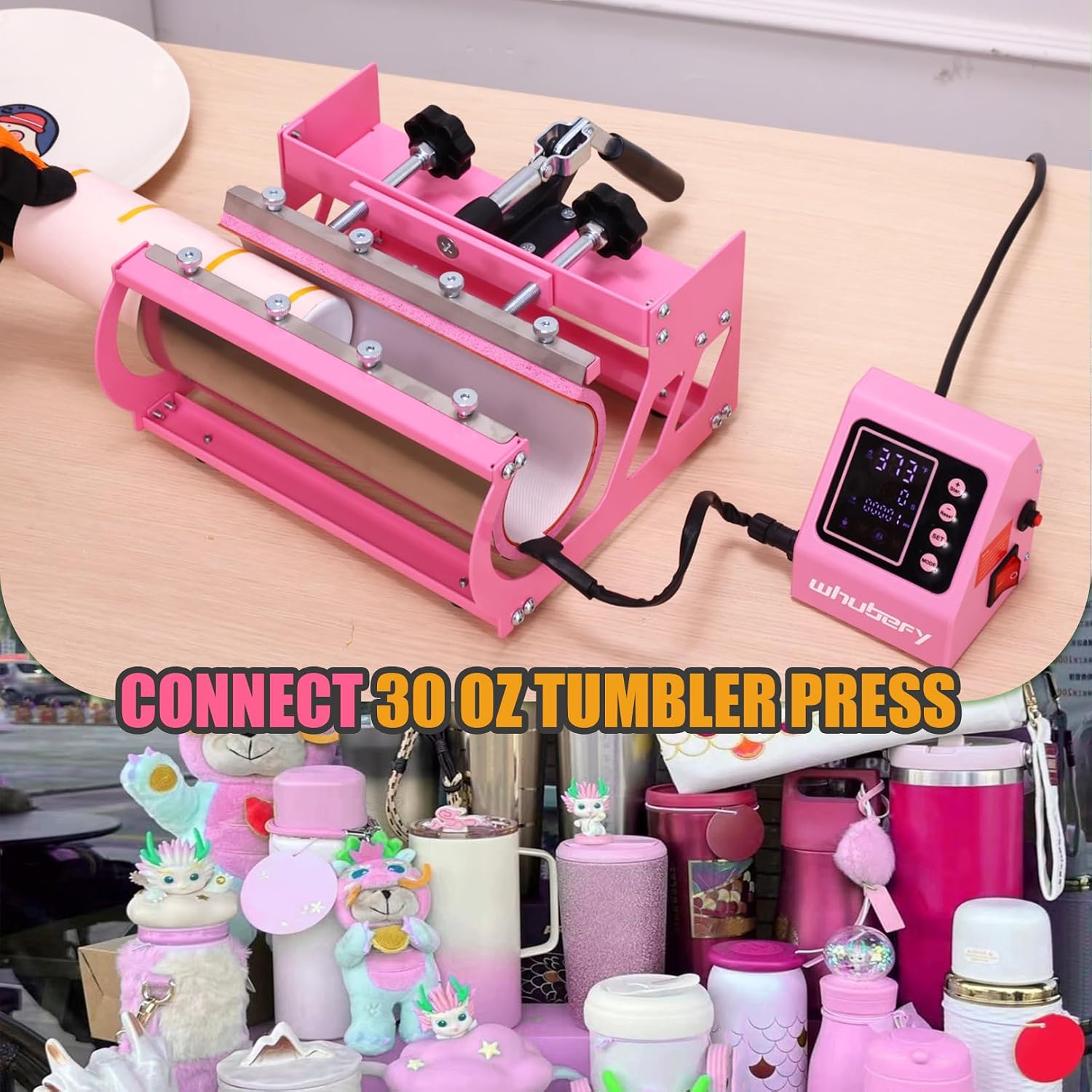 Whubefy 15x15 Heat Press Machine for T Shirts 5 in 1 Combo with 30oz Tumbler Press, Slide Out & Swing Away, Dual Tube Fast Heating, 3 Preset Modes & Counting Function for Bulk DIY Hats, Mugs, Plates