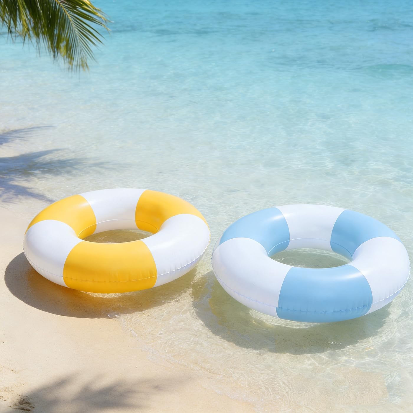 2PCS 37" Inflatable Pool Floats for Adult Striped Swim Ring Pool Floaties Inflatable Swimming Pool Raft Party Water Summer Beach Lounger Float Party Supplies