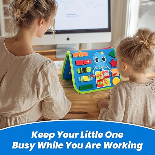 Miniatura 7 de Hely Cancy Tablero de actividades para niños pequeños, juguetes Montessori para bebés y niños de 0, 1, 2, 3, 4, 5 años, libro ocupado, automóvil,
