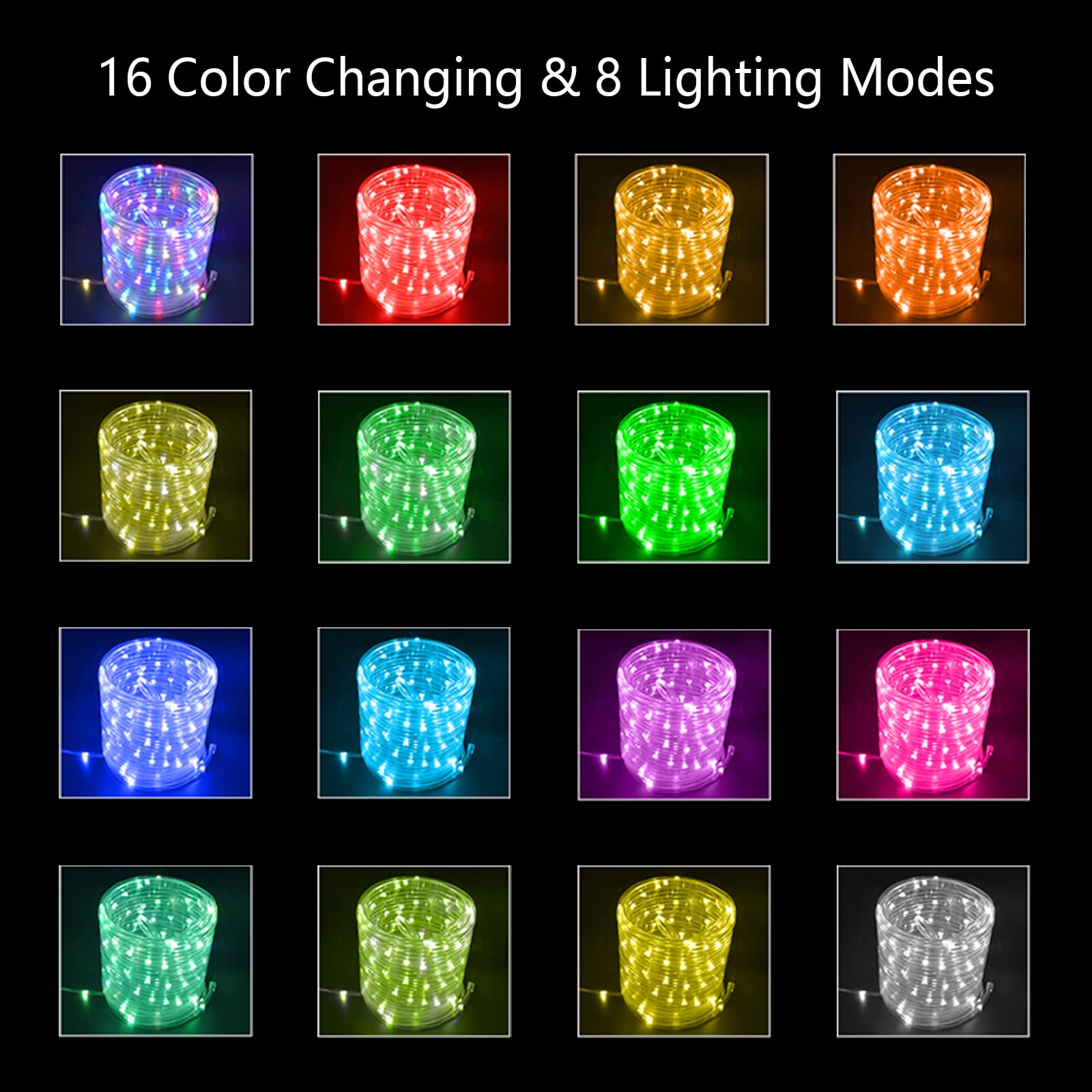GLPE LED Rope Lights with USB Powered, 2 Pack X 33ft 100 LEDs Rope ...