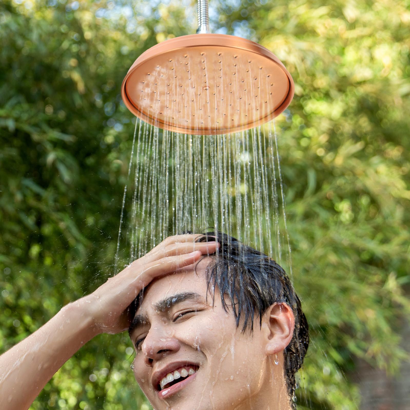 Soffione Doccia in Rame Antico Rotondo 8 Pollici in Silicone per Soffitto Vintage per Relax Quotidiano