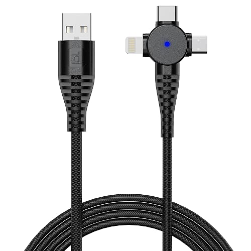 Dubstep Blaze Trinity 50W 3 in 1 USB Type C Cable 1 m USB-A to Type-C + MicroUSB + Type-L Fast Charge Cable (Compatible with Mobile, Tablet, Laptop, Black, One Cable)
