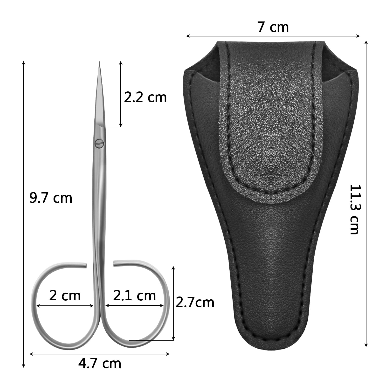 CGBE Forbicine per Cuticole Professionale: Forbici Cuticole Punta Curva in Acciaio Inossidabile - Lama Extra Affilata Sottile - Borsa Portaoggetti in Pelle PU - Per Rimuovere Pelle Morta e Cuticole