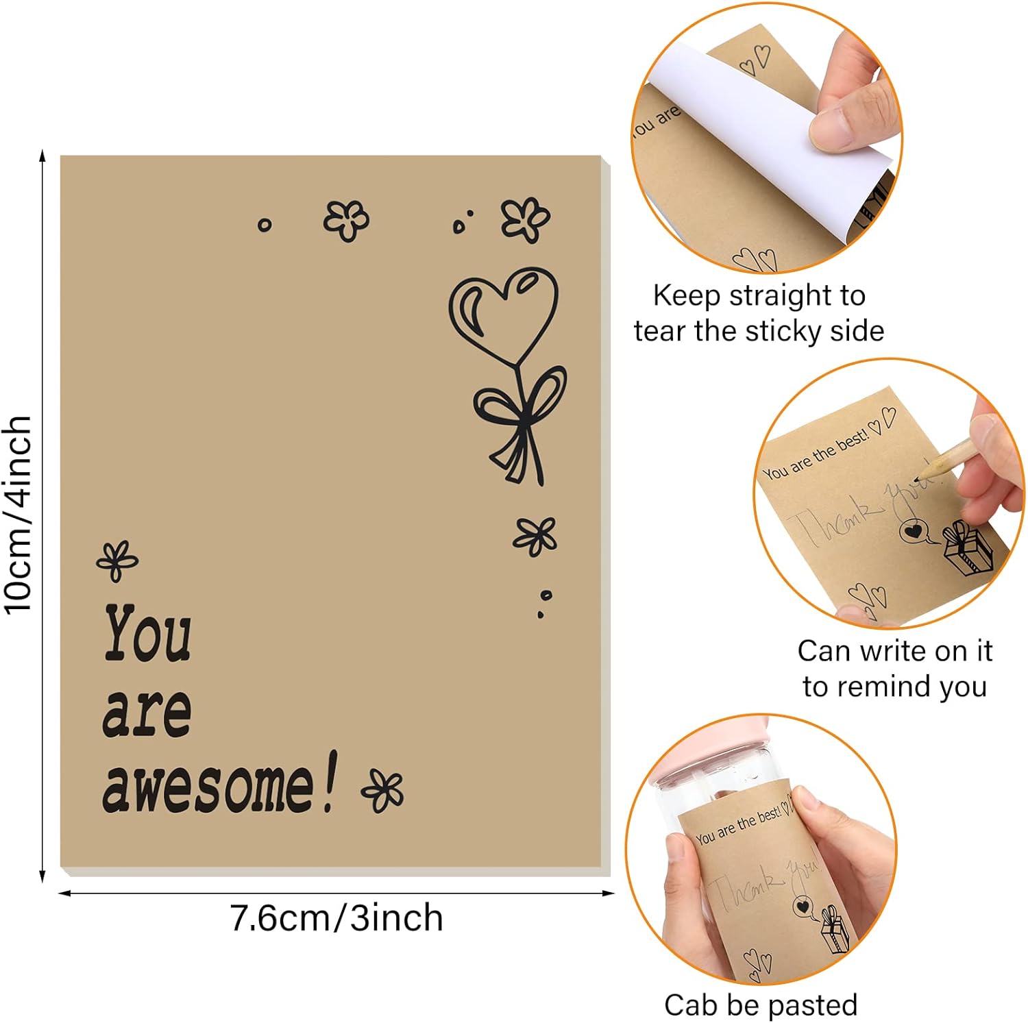Geyee 12 Pcs Sticky Notes 3 x 4 Inch Cute Stick Notes Motivational Stick Pads Appreciation Self Sticky Memo Pads Post Adhesives for Office School, 30 Sheets Each - Image 2