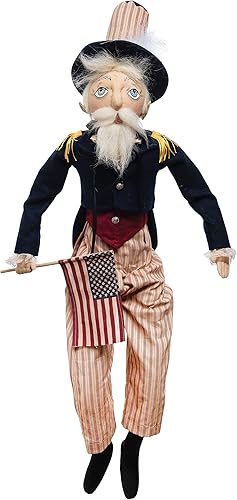 Miniatura 3 de GALLERIE II Uncle Sam - Figura de muñeca grande de arte popular del 4 de julio, decoraciones coleccionables americana, patriótico, Joe Spencer,