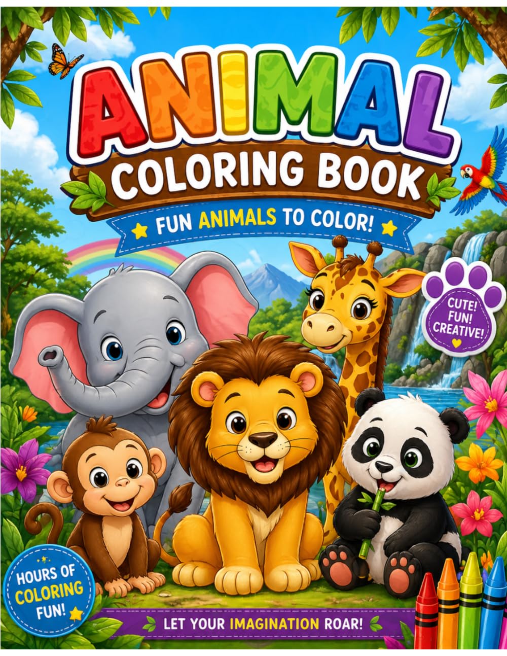 Animal Coloring Book Fun & Easy Land & Sea Animals for Kids: A Fun Coloring Adventure with Adorable Animals for Kids Ages 4-12