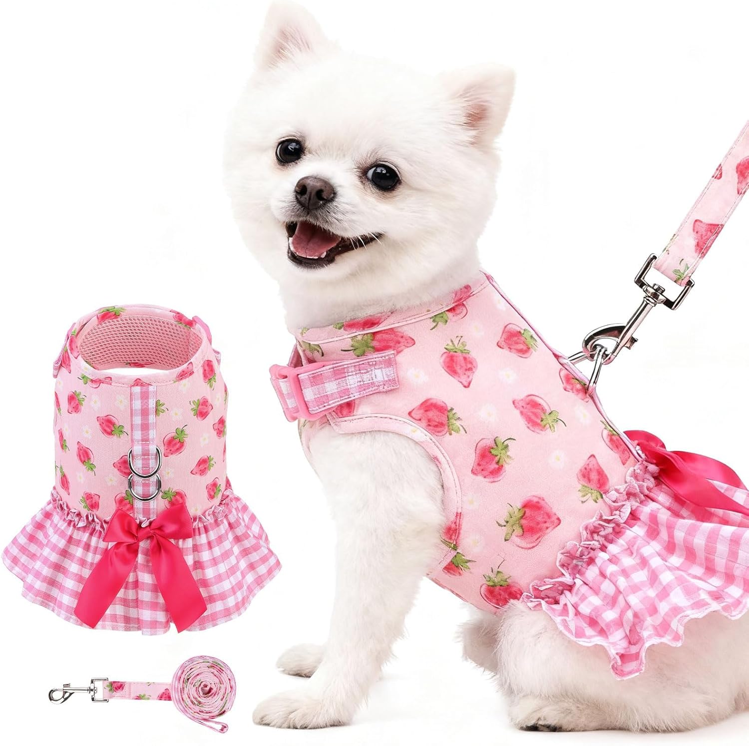 Arnés EXPAWLORER para Perros Pequeños Medianos, Vestido Cuadros con Correa