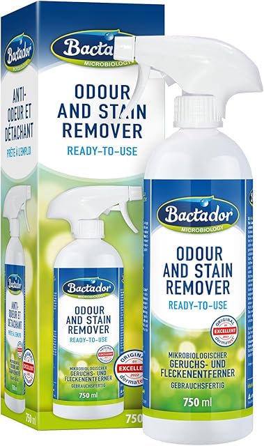 Bactador Środek Do Usuwania Zapachów I Plam 750ml Spray - Mikrobiologiczny Neutralizator Zapachów I Enzymatyczny środek Czyszczący - Naturalny i skuteczne - Czyści Dogłębnie Pory
