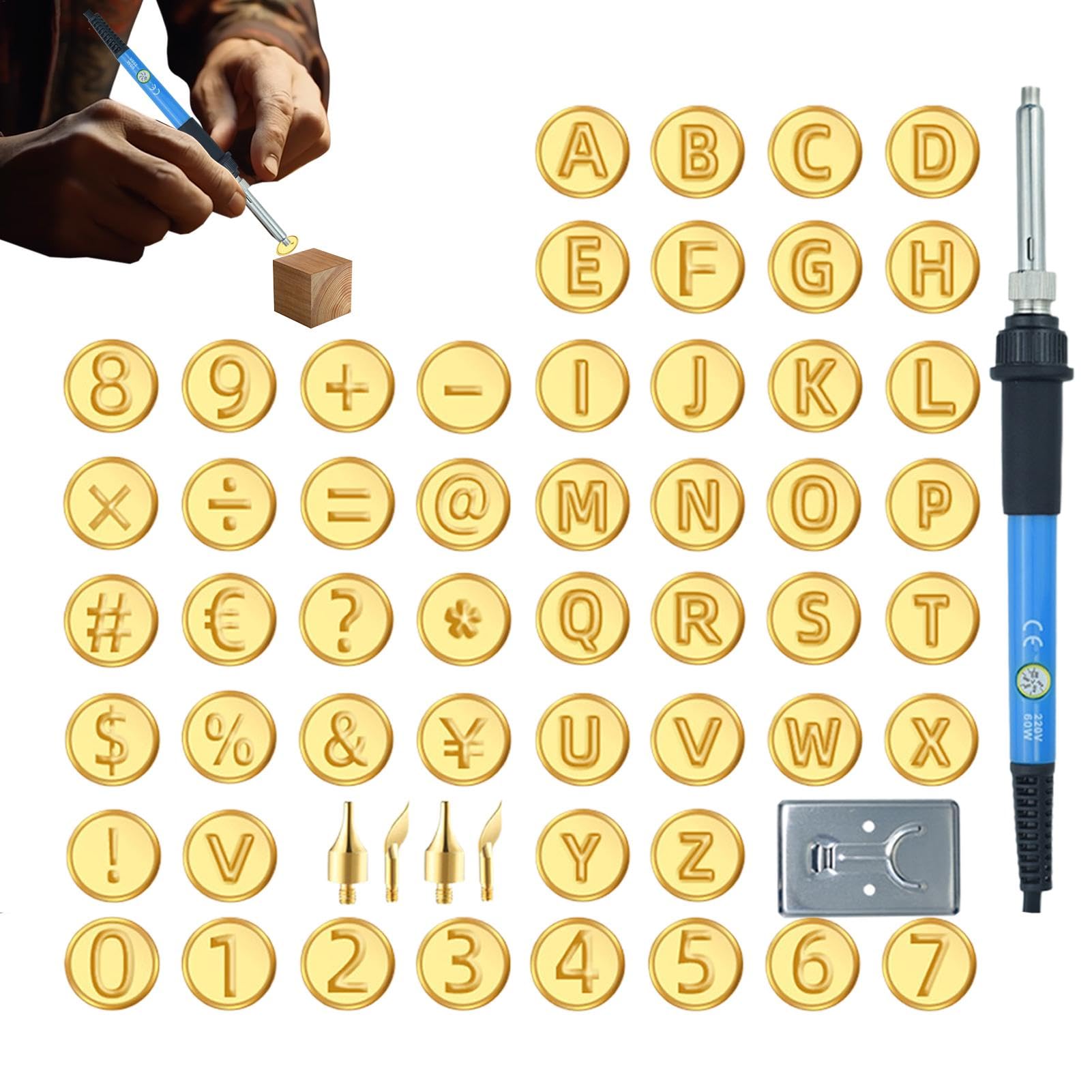 Kit De Tampons En Cuivre Pour Marquage à Chaud Sur Bois - 26 Lettres + 24 Chiffres/symboles, Pour Pyrogravure Ou Fer à Souder