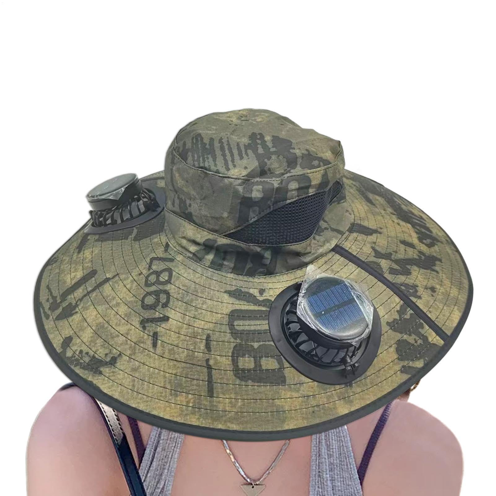 Chapeau pour Ventilateur Solaire - Casquette de Protection UV pour Randonnée en Pleine Nature pour Homme, Ombrelle Rechargeable par USB, Bord Extra Large | Bonnet avec Ventilateur à Vent Portable