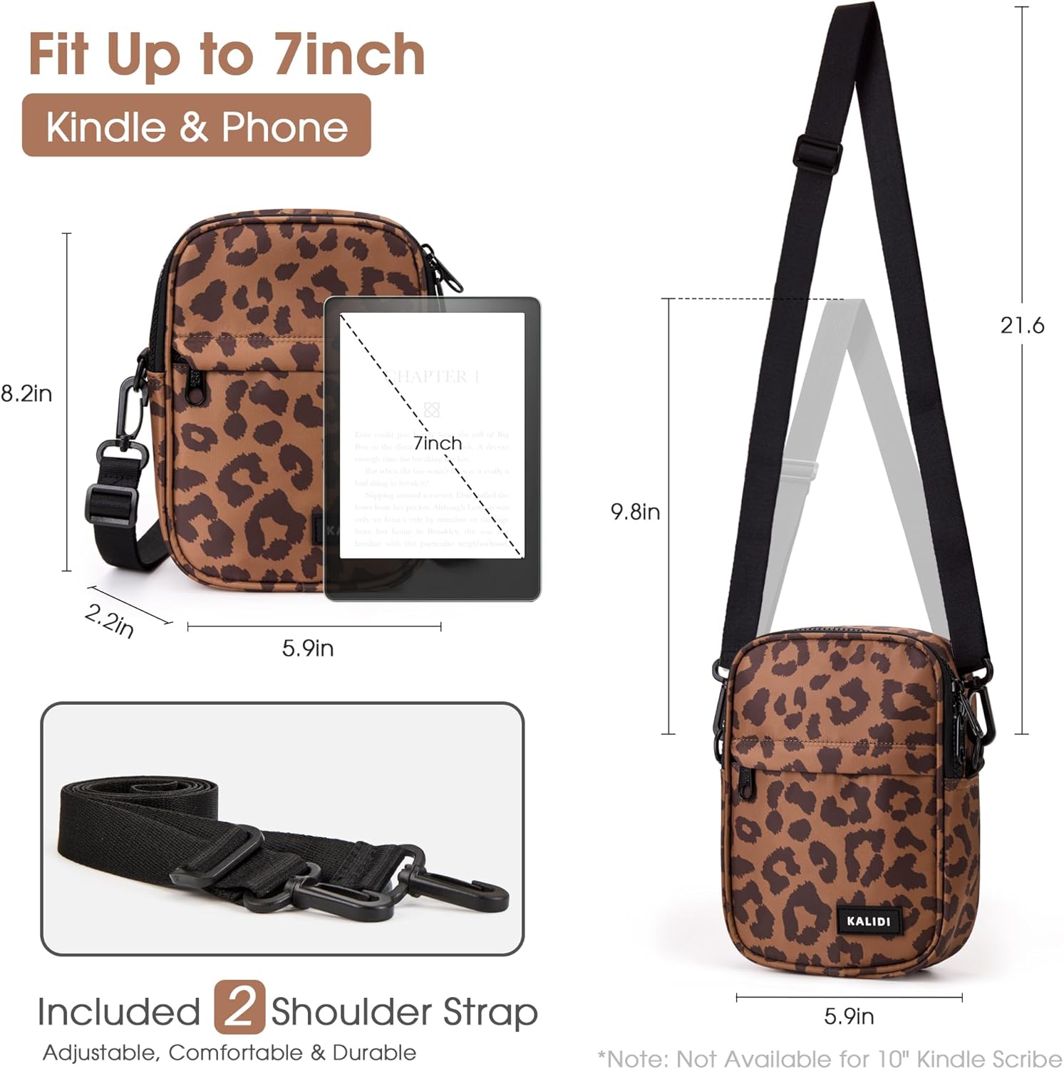 KALIDI Crossbody Sling Bag for Women Men Travel Multi Position Leopard Small Cross Body Purse Waist Fanny Pack Trendy for Everywhere