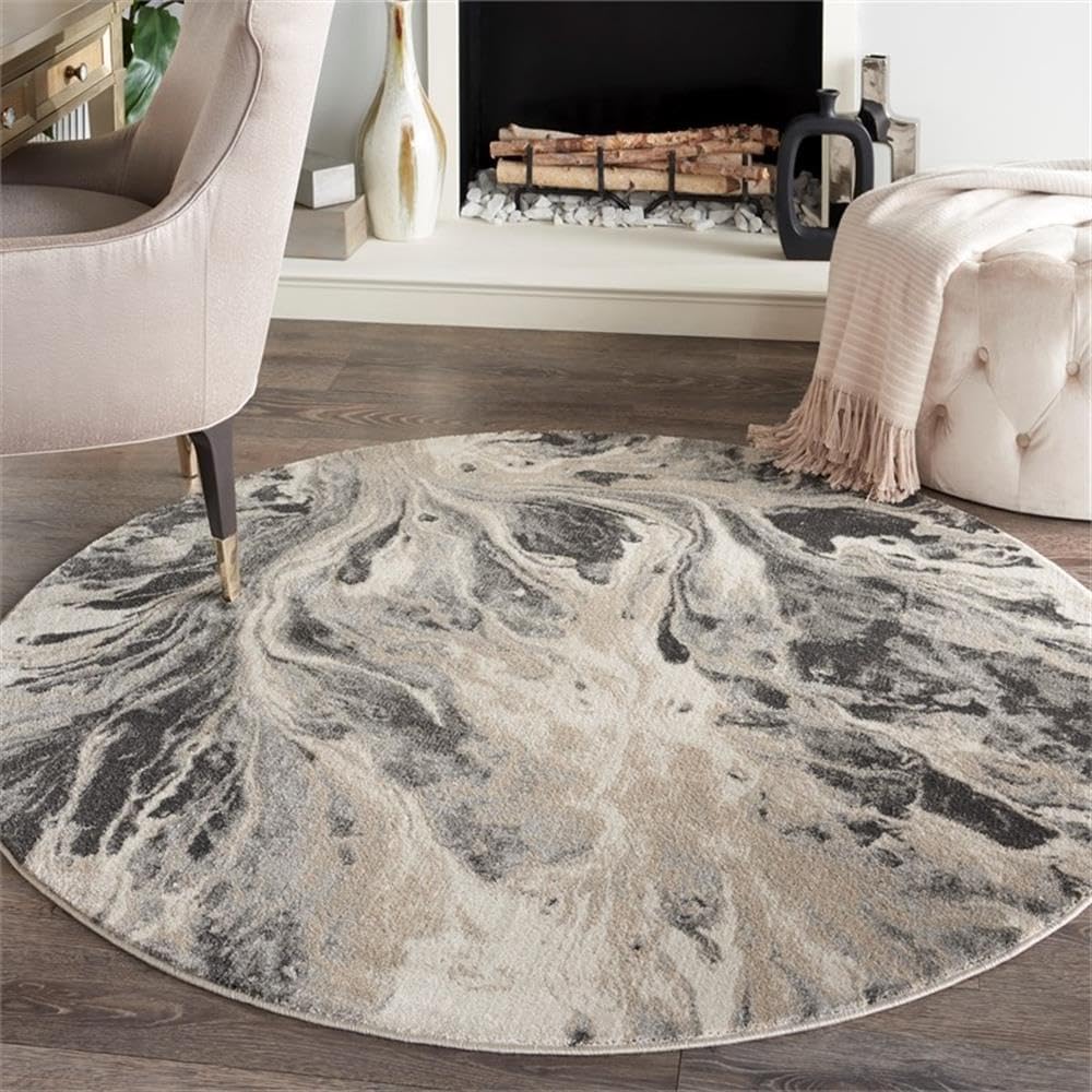 Inspire Me! Home Décor Elegance Multicolor 5'3" x Round Area Rug - Easy Clean, Non Shedding, Bed Room, Living Room, Dining Room, Kitchen (5' x Round)