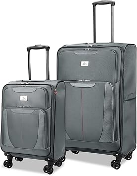 review Verdi Softside Expandable Luggage with Spinner Wheels, color, 2-Piece Suitcase Set (20/24) charcoal