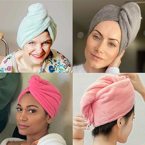 Miniatura 5 de Paquete de 16 turbantes de microfibra para cabello mojado sin encrespamiento para mujeres cabello largo rizado más grueso