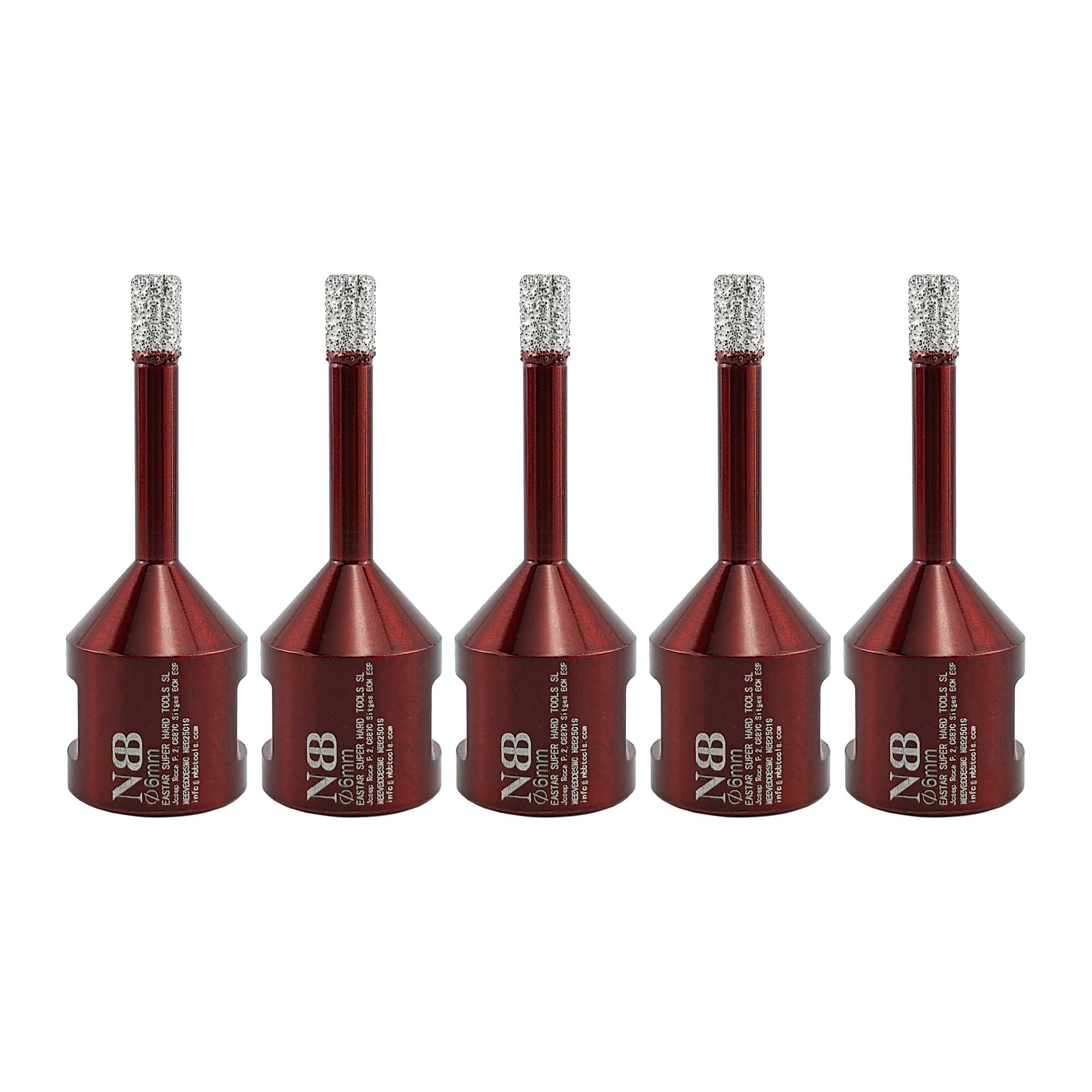 NBB Diamentowe wiertło diamentowe z M14, diamentowa korona do wiercenia na sucho i na mokro w twardej porcelany ceramicznej płytki granitowe marmurowe płytki do szlifierki kątowej (5 szt., 6 mm)